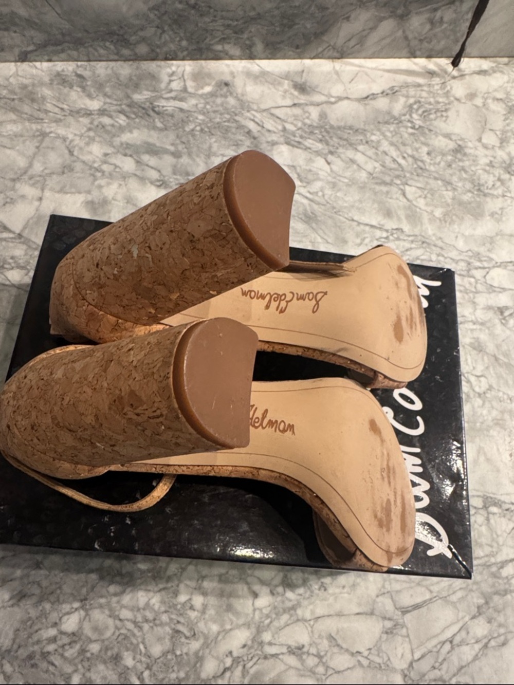 Sam Edelman Yaro Cork Ankle-Strap Block Heel in Natural Tan - Picture 3 of 5